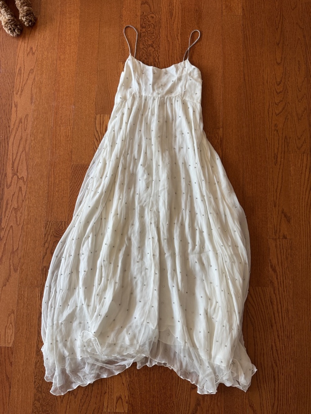 Worn once Azeeza embellished white silk crystal rhinestone dress size XS